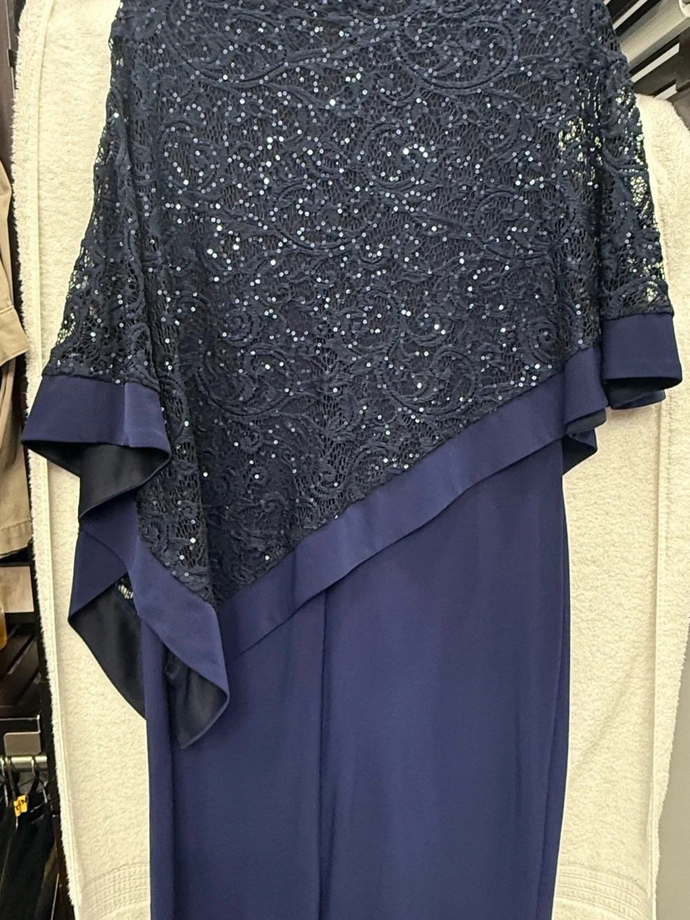 R&M Richards Navy Lace & Sequin Overlay Dress - Picture 2 of 3
